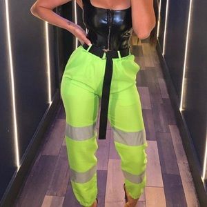 neon rave joggers with belt